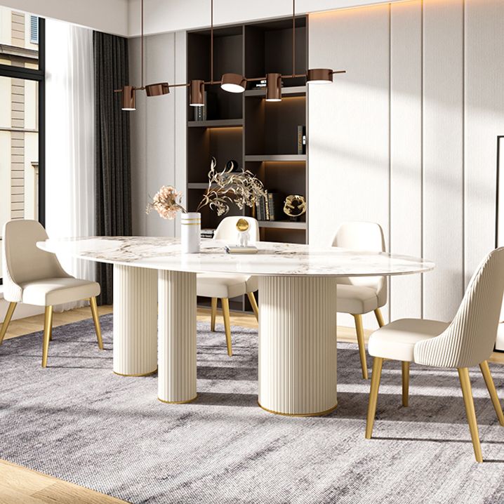 Metal Traditional Luxury Oval Dining Table Sintered Stone Table with White Legs Clearhalo ' dining_table' 'Dining Tables & Seating' 'Dining Tables' 'furn' 'furn_dining_table' 'Furniture' 'furniture_dining_table' 'Kitchen & Dining Furniture' 'kitchen&dining_furn' 'kitchen' 'kitchen_dining_table' 1200x1200_0b408faf-3932-4746-9a6e-2e4b21135138