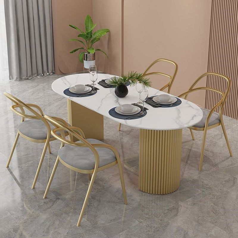 Traditional Luxury Dining Table Oval Double Pedestal Table for Home Clearhalo 'Dining Tables & Seating' 'Dining Tables' 'dining_table' 'furn' 'furn_dining_table' 'Furniture' 'Kitchen & Dining Furniture' 1200x1200_0b42c262-41c7-40fc-9ad2-64d501a2da92
