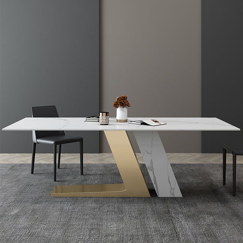 Nordic Sintered Stone Top Dining Set Rectangle 1/3/4/5/6/7 Pieces Dining Table with Chairs Clearhalo 'Dining Room Sets' 'Dining Tables & Seating' 'dining_room_set' 'furn' 'furn_dining_room_set' 'Furniture' 'furniture_dining_room_set' 'Kitchen & Dining Furniture' 1200x1200_0b433a30-6a47-4271-83d7-2d8abb444d5f