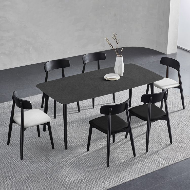 Black Modern Stone Top Dining Table Set 1/4/5/7 Pieces Dining Set with Wooden Chairs Clearhalo 'Dining Room Sets' 'Dining Tables & Seating' 'dining_room_set' 'furn' 'furn_dining_room_set' 'Furniture' 'Kitchen & Dining Furniture' 1200x1200_0b4342c7-ff74-41dd-b4f6-35b03c18785c