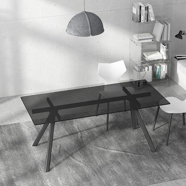 Simplicity Style Rectangle Glass Dining Site Table with 4-foot Clearhalo 'Dining Tables & Seating' 'Dining Tables' 'dining_table' 'furn' 'furn_dining_table' 'Furniture' 'Kitchen & Dining Furniture' 1200x1200_0b4357ce-f978-4e85-9a44-2a6fecc2dfb4