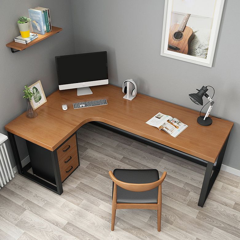 Industrial Style Writing Desk L-Shape Solid Wood Office Desk Clearhalo 'furn' 'furn_office_desk' 'Furniture' 'furniture_office_desk' 'Office Desks' 'Office Furniture' 'office_desk' 1200x1200_0b443795-491b-4862-a225-0ec0fd4957d3