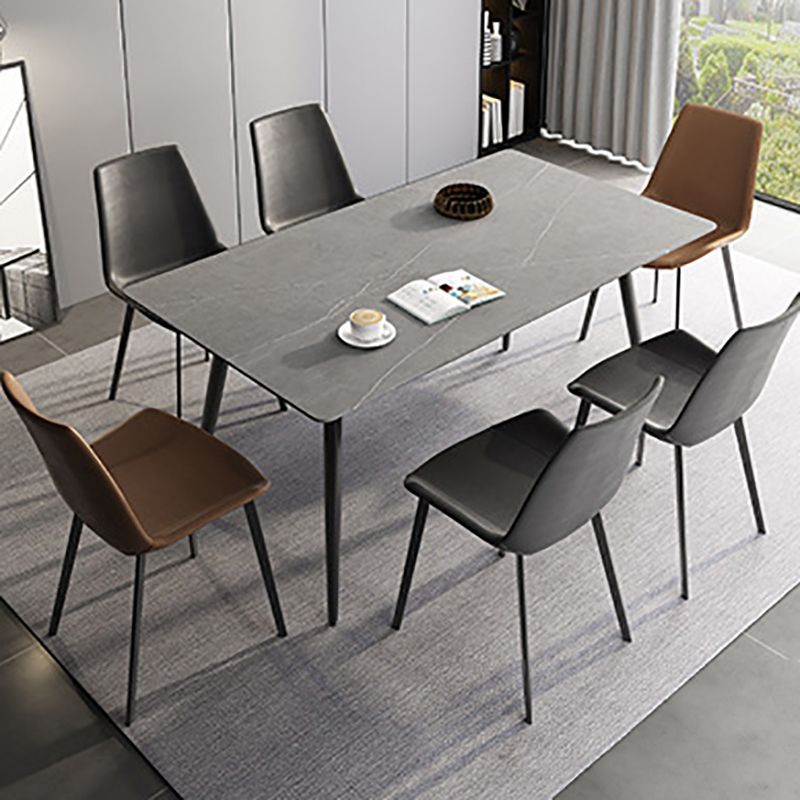 Stone Top Dining Table Rectangle Modern Dining Table with 4 Black Legs Clearhalo 'Dining Tables & Seating' 'Dining Tables' 'dining_table' 'furn' 'furn_dining_table' 'Furniture' 'furniture_dining_table' 'Kitchen & Dining Furniture' 'kitchen' 'kitchen_dining_table' 1200x1200_0b471842-3590-480d-8ab2-69c1fa2802c1