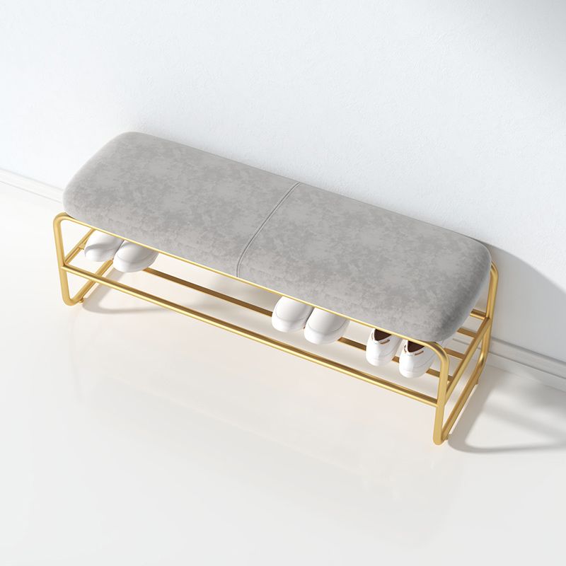 Glam Metal Seating Bench 17.7" H Cushioned Entryway Bench with Legs Clearhalo 'Benches' 'Chairs & Seating' 'furn' 'furn_benches' 'Furniture' 'Living Room Furniture' 1200x1200_0b478aa7-1de7-42e9-8272-4b9517ee4bf8