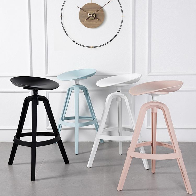 Scandinavian Swivel Bucket Bar Stool Plastic Armless Bar Stool with  with 3 Legs
