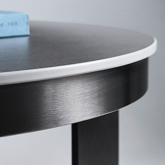 コンテンポラリーメタリックCエンドテーブルストーンストーンラウンドスレートトップサイドエンドテーブル