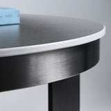 Contemporary Metallic C End Table Stone Round Slate Top Side End Table