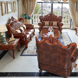 Tufted Split-Back Sofa Genuine Leather Rolled Arm Sofa in Brown Clearhalo 'furn' 'furn_sofas' 'Furniture' 'Living Room Furniture' 'Sofa' 'sofas' 1200x1200_0b4b4ea6-4c2a-4c02-a38e-6ccdf114a1de