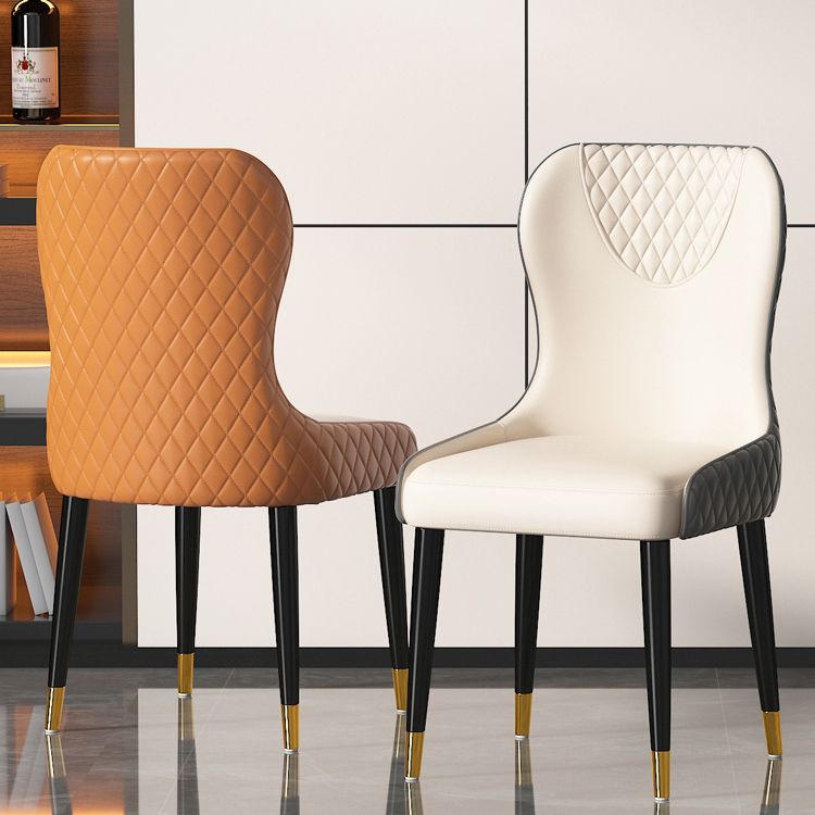 Modern Style Leather Chair Armless Parsons Chair with Wooden Legs for Kitchen Clearhalo ' kitchen&dining_furn' 'Dining Chairs' 'Dining Tables & Seating' 'dining_chair' 'furn' 'furn_dining_chair' 'Furniture' 'furniture_dining_chair' 'Kitchen & Dining Furniture' 'kitchen' 1200x1200_0b4d052e-2617-40ae-bf69-18a657a2c7ad