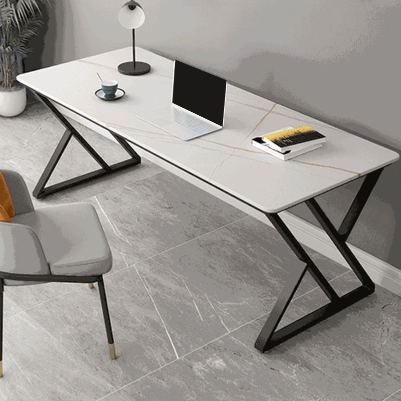 Trestle White Office scrivania contemporanea scrivania di ferro e pietra contemporanea