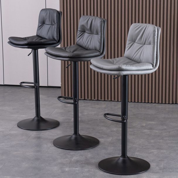 Modern Swivel Adjustable Height Barstool Matte Finish Leather Stool Clearhalo 'Bar Furniture' 'Bar Stools' 'bar_stools' 'furn' 'furn_bar_stools' 'Furniture' 'furniture_bar_stools' 'Kitchen & Dining Furniture' 1200x1200_0b4d6ec2-06a5-46a3-8843-263a12195209