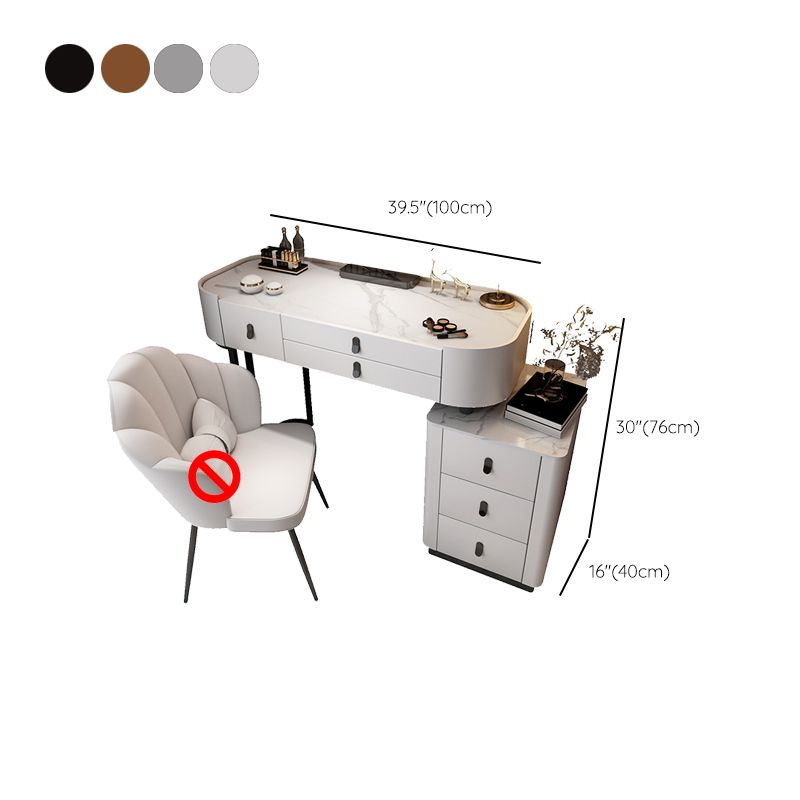 Glass/Stone Top Make-up Vanity Solid Wood Vanity Dressing Table with Storage Drawers