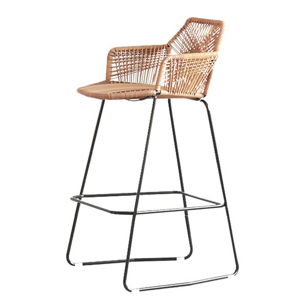 Modern Armrest Backrest Counter Stool Iron Balcony Bar Stool with Rattan seat and Pedal Clearhalo 'Bar Furniture' 'Bar Stools' 'bar_stools' 'furn' 'furn_bar_stools' 'furniture_bar_stools' 'Kitchen & Dining Furniture' 'kitchen&dining_furn' 'kitchen' 'kitchen_furn' Furniture' 1200x1200_0b50355c-956f-4ab7-b6cf-cb8358d5bfd9