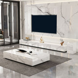 White Stone TV Console Contemporary 4 Drawers Cabinet Media Console Clearhalo 'furn' 'furn_tv_stands_entertainment_centers' 'Furniture' 'Living Room Furniture' 'TV Stands & Entertainment Centers' 'TV Stands & Media Storage Furniture' 'tv_stands_entertainment_centers' 1200x1200_0b503d9f-bd7a-47d6-9f08-d596e84045fe
