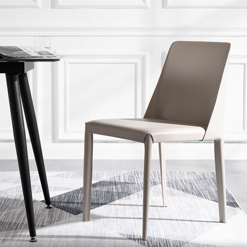 Scandinavian Style Metal Dining Chairs Solid Back Armless Chair for Home Clearhalo ' kitchen&dining_furn' 'Dining Chairs' 'Dining Tables & Seating' 'dining_chair' 'Furniture' 'furniture_dining_chair' 'Kitchen & Dining Furniture' 'kitchen' 1200x1200_0b50e27e-cf5f-420a-8246-364f53ab6e9d