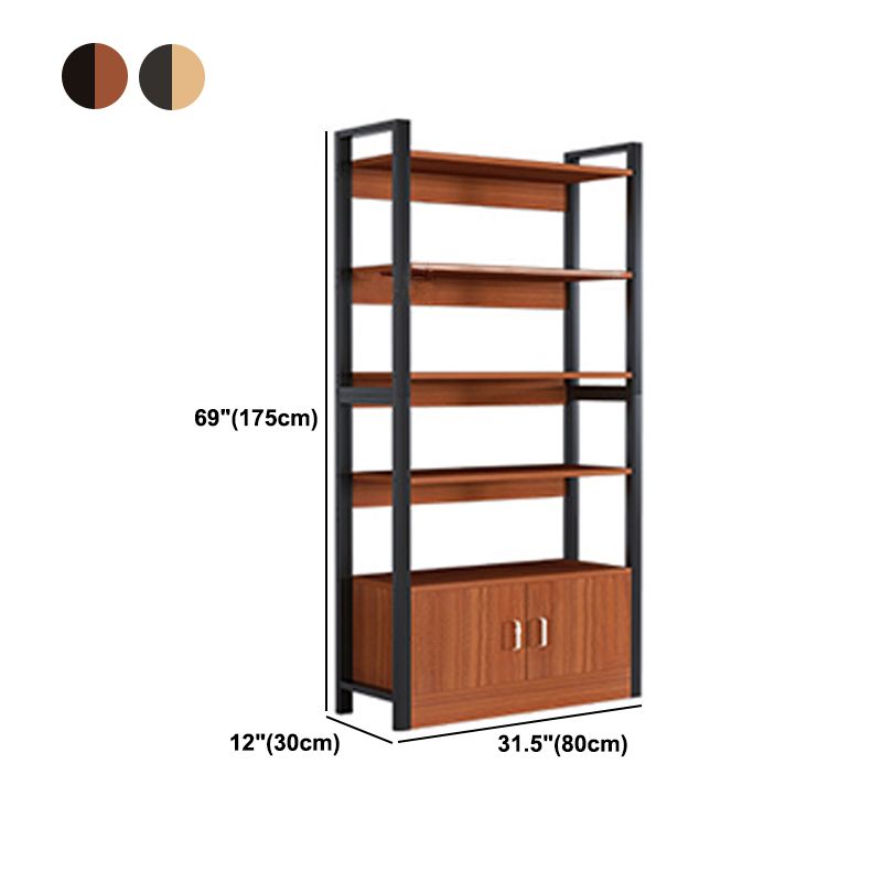 Industrial Etagere Bookshelf Steel Frame Manufactured Wood Shelf Bookshelf with Door Clearhalo 'Bookcases' 'furn' 'furn_bookcases' 'Furniture' 'furniture_bookcases' 'kitchen' 'kitchen_bookcases' 'Living Room Furniture' 'Office Furniture' 1200x1200_0b517b61-8415-4959-ace7-a1f87115a856