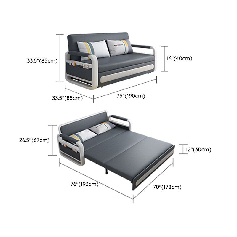 Divano in pelle in finto grigio letto 33.46 "divano a braccio quadrato largo
