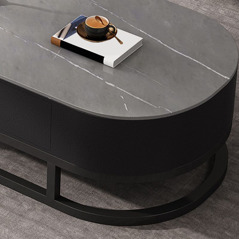 Oval Coffee Table Slate Nesting Coffee Table Set with Black Legs Clearhalo 'Coffee & Accent Tables' 'Coffee Tables' 'coffee_tables' 'furn' 'furn_coffee_tables' 'Furniture' 'Living Room Furniture' 1200x1200_0b52b40c-b5a9-46bd-a6c5-560c9864c7e0