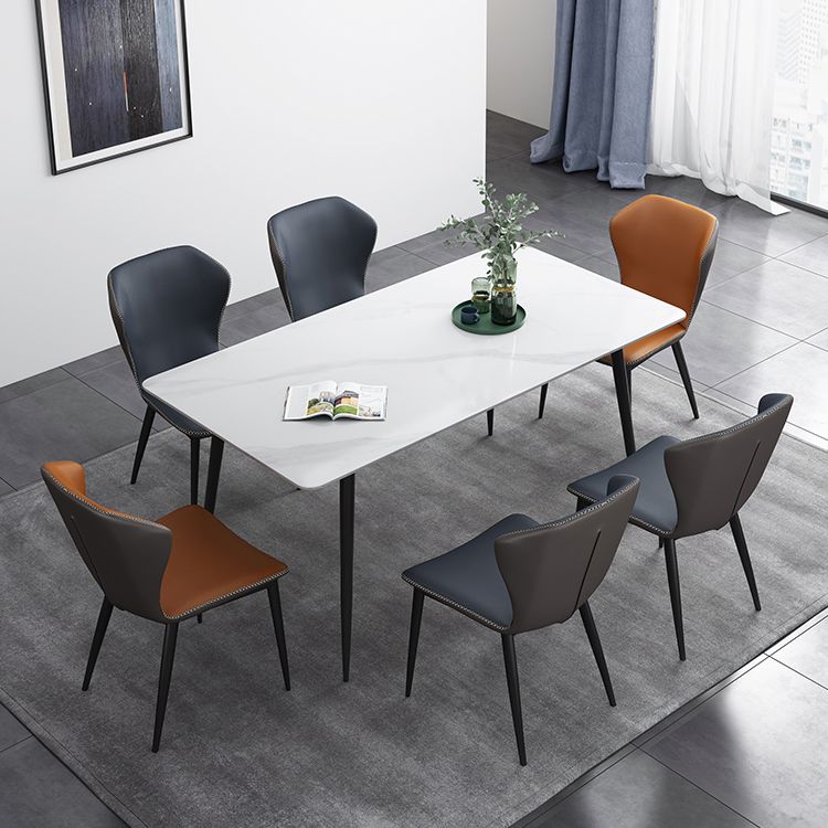 Rectangle Industrial Style Dining Table Sintered Stone Fixed Table for Kitchen Clearhalo ' dining_table' 'Dining Tables & Seating' 'Dining Tables' 'furn' 'furn_dining_table' 'Furniture' 'furniture_dining_table' 'Kitchen & Dining Furniture' 'kitchen&dining_furn' 'kitchen' 'kitchen_dining_table' 1200x1200_0b5333f3-44ba-43ef-92bd-9020204680bb