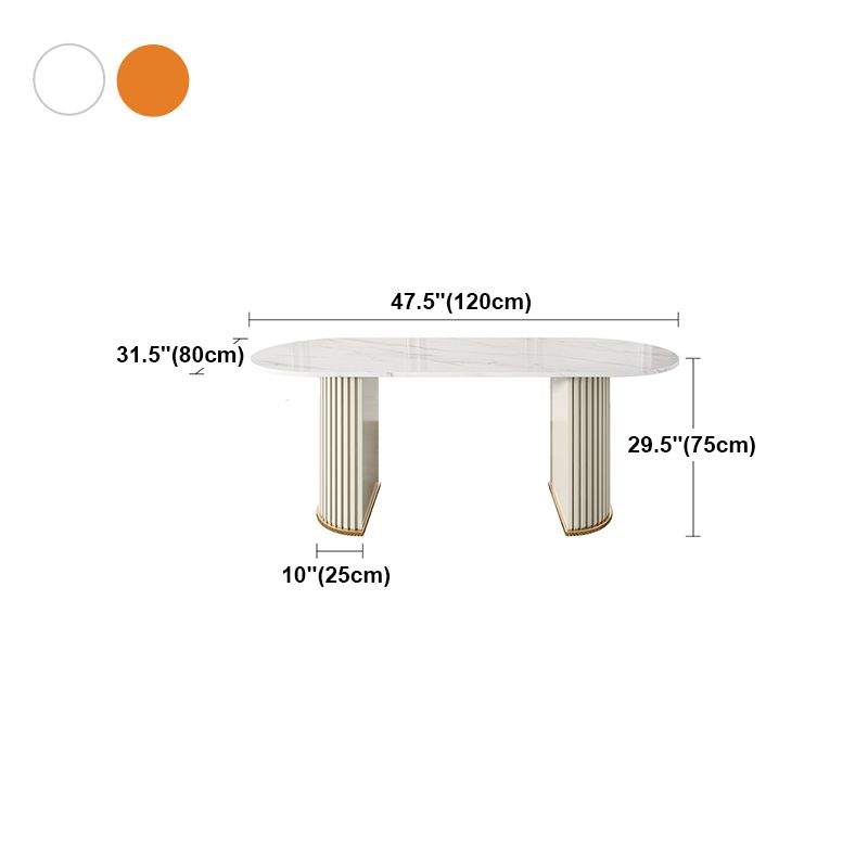 Minimalist Oval Shape White Dining Table Standard Sintered Stone Dining Table for Kitchen Clearhalo ' dining_table' 'Dining Tables & Seating' 'Dining Tables' 'furn' 'furn_dining_table' 'Furniture' 'furniture_dining_table' 'Kitchen & Dining Furniture' 'kitchen&dining_furn' 'kitchen' 'kitchen_dining_table' 1200x1200_0b541e1b-9905-4773-b218-8fb12af9e744