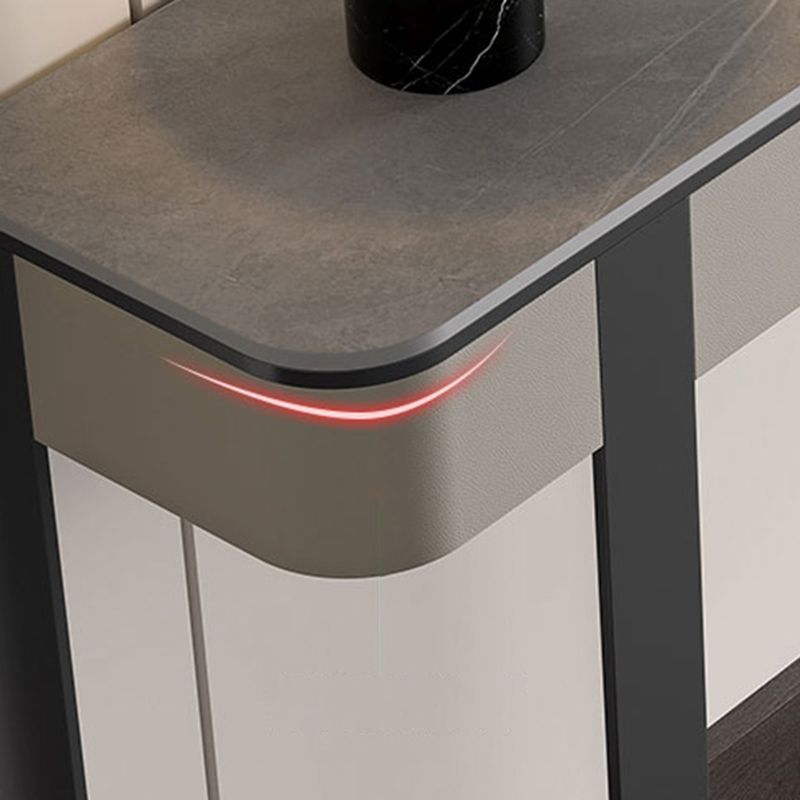 Glam Stone Console Accent Table with Stainless Steel Bracket for Hall