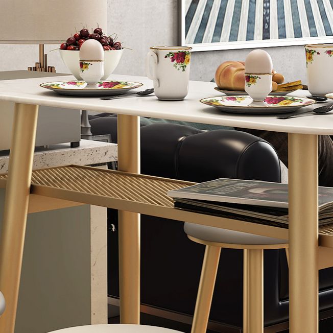 Stone Indoor Glam Bar Dining Table Iron Four Leg Pedestal Bistro Table with Footrest Clearhalo 'Bar Furniture' 'Bar Tables' 'bar_tables' 'furn' 'furn_bar_tables' 'Furniture' 'furniture_bar_tables' 'Kitchen & Dining Furniture' 'kitchen&dining_furn' 'kitchen' 1200x1200_0b55e9bc-be01-4d6f-bcb6-b89ebfc05d25