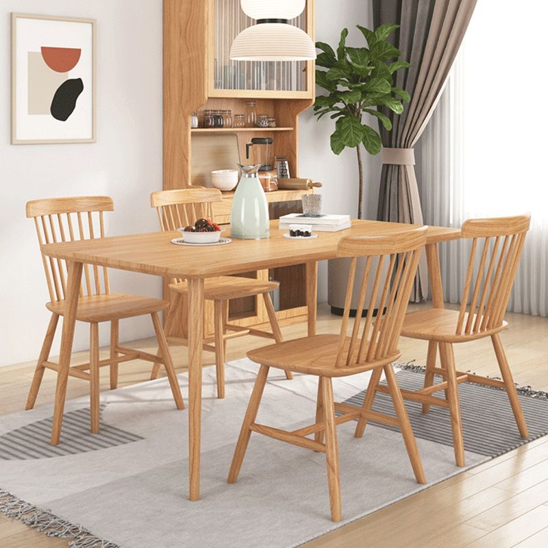 Modern Dining Set 1/2/5 Pcs Solid Wood Table with Cow Horn Chairs and Windsor Chairs Clearhalo 'Dining Room Sets' 'Dining Tables & Seating' 'dining_room_set' 'furn' 'furn_dining_room_set' 'Furniture' 'Kitchen & Dining Furniture' 1200x1200_0b56033e-ccdb-48f8-9fdc-f1125373a9bd