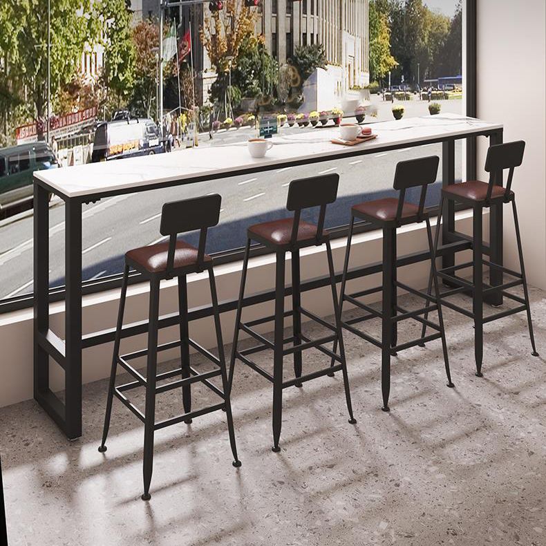 Modern Sintered Stone Bistro Bar Table Rectangle Metal Base Bar Table with Footrest Clearhalo 'Bar Furniture' 'Bar Tables' 'bar_tables' 'furn' 'furn_bar_tables' 'Furniture' 'Kitchen & Dining Furniture' 1200x1200_0b5aca59-4774-45c0-94bc-06c09bf10010