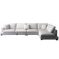 Sectionele zitbank met stoffen kussen en vierkante arm in grijs