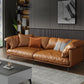 Orange Sofa with Pillow Back and Sponge Seat Filled with Wood Leather/imitation Leather Clearhalo 'furn' 'furn_sofas' 'Furniture' 'furniture_sofas' 'kitchen' 'kitchen_sofas' 'Living Room Furniture' 'Sofa' 'sofas' 1200x1200_0b5b3ce6-21f1-4e4f-a357-d14ef655ce67