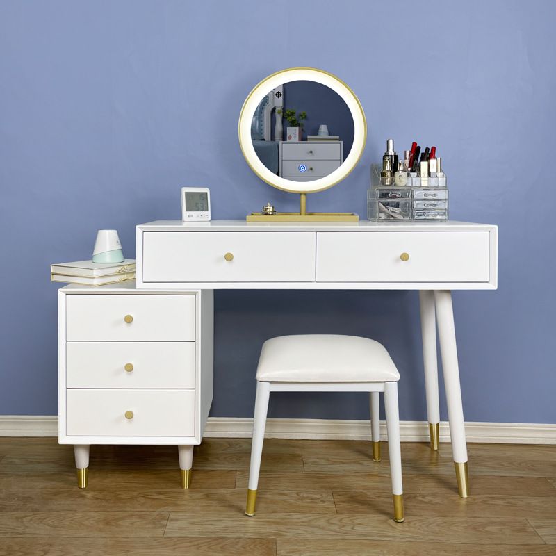 Scrivania di vanità in legno massiccio in bianco moderno con tavolo da toeletta