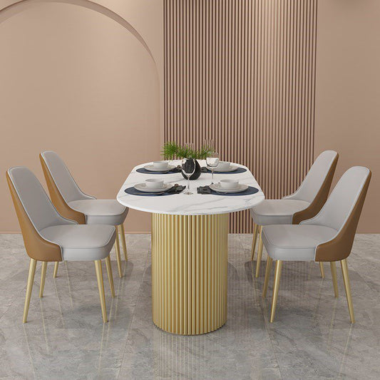 Tavolo da pranzo di lusso tradizionale tavolo da casa ovale con base d'oro