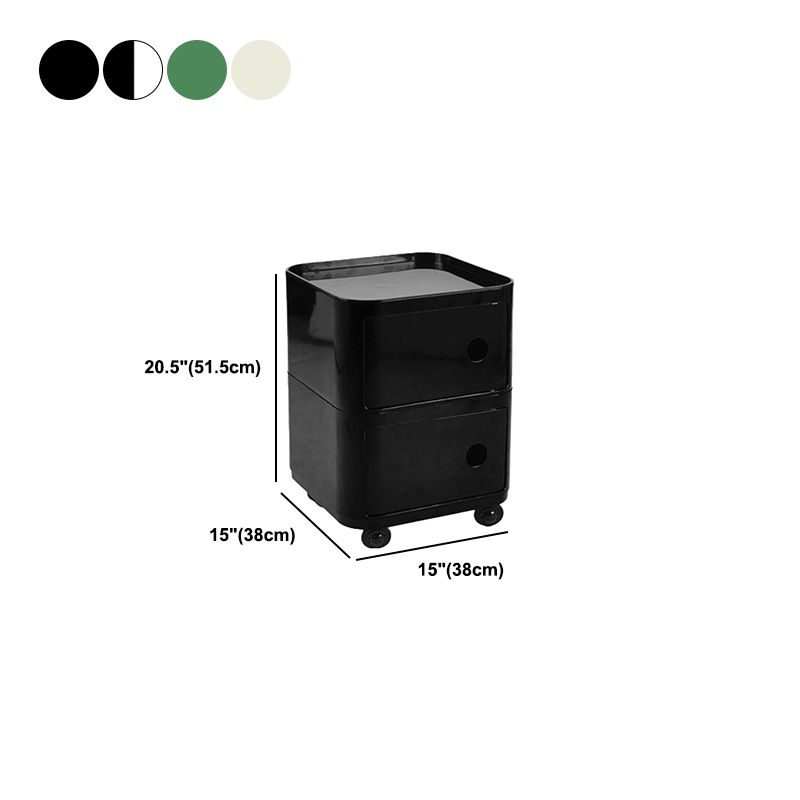 Scandinavian Plastic Night Table 15" Wide Square Nightstand with Drawers Clearhalo 'Bedroom Furniture' 'furn' 'furn_night_stand' 'Furniture' 'night_stand' 'Nightstands' 1200x1200_0b5ca0c4-2725-4d84-b8ce-43eeb11a329b