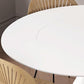 Round Stone Dining Table Modern White-black Furniture with Pedestal Base for Home