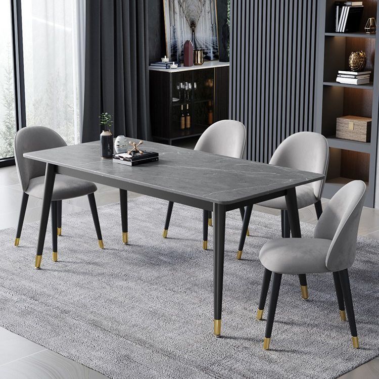 Glam Rectangle Stone Dining Table Matte Finish Table with 4 Legs Clearhalo ' dining_table' 'Dining Tables & Seating' 'Dining Tables' 'furn' 'furn_dining_table' 'Furniture' 'furniture_dining_table' 'Kitchen & Dining Furniture' 'kitchen&dining_furn' 'kitchen' 'kitchen_dining_table' 1200x1200_0b5e7b3b-281f-4052-b828-8cca00b1f180
