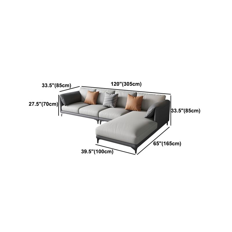 Removable Cushions Sectionals,Pillow Top Arm,33" H Sectionals in Grey
