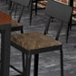 Industrial Faux Leather Dining Stools Armless Bar Stools with Black Metal Base