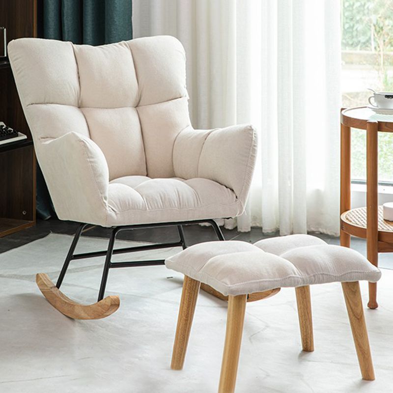 Modern Rocker Chair Upholstered Dark Legs Glider Button-Tufted - Clearhalo