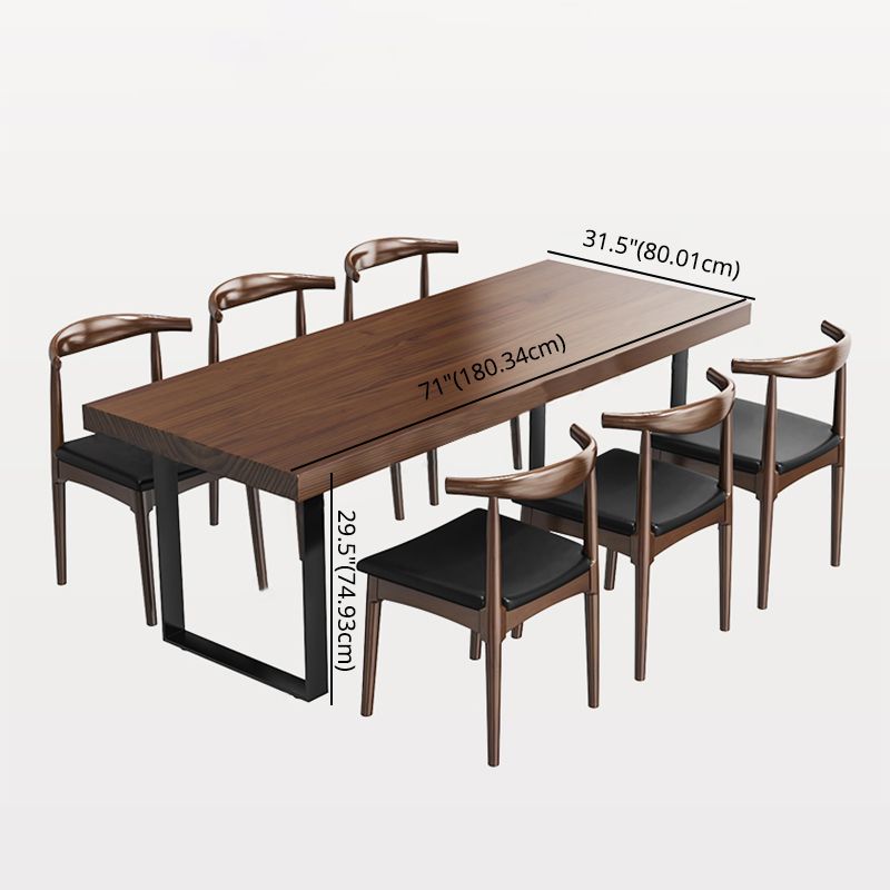 Modern Style Solid Wood Dining Table Rectangular Dining Table with Metal Base Clearhalo 'Dining Room Sets' 'Dining Tables & Seating' 'dining_room_set' 'furn' 'furn_dining_room_set' 'Furniture' 'furniture_dining_room_set' 'Kitchen & Dining Furniture' 'kitchen&dining_furn' 'kitchen' 1200x1200_0b6500a5-c2b6-47b3-945e-3c4327507452
