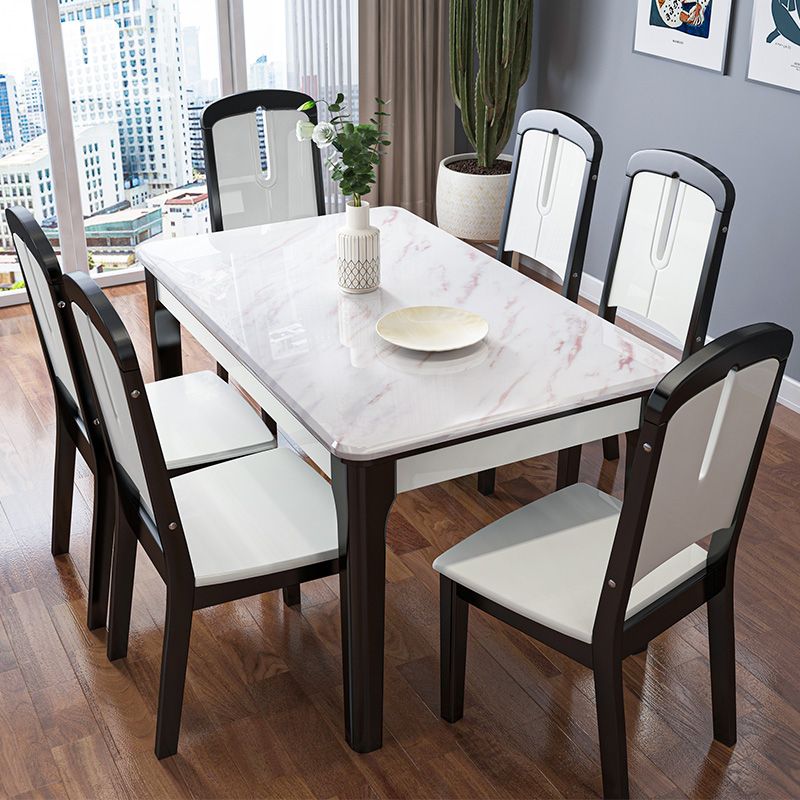 Dining Room Set Modern with Sintered Stone Dining Table and Solid Wood Chairs Clearhalo 'Dining Room Sets' 'Dining Tables & Seating' 'dining_room_set' 'furn' 'furn_dining_room_set' 'Furniture' 'furniture_dining_room_set' 'Kitchen & Dining Furniture' 'kitchen&dining_furn' 'kitchen' 1200x1200_0b67aa1a-e178-43a4-b28c-de2c02e32057