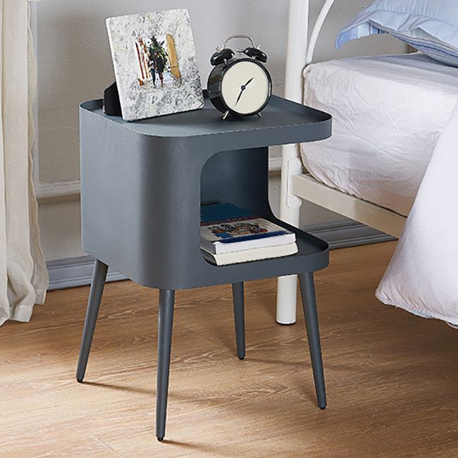 Mid-Century Square Tray Top Side Table 19.6" Tall Iron 4 Legs End Table with Storage