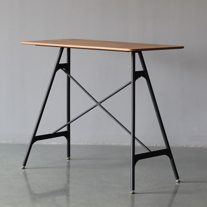 Modern Rectangle Bar Counter Table Wooden Dining Table with Metal Legs Clearhalo 'Bar Furniture' 'Bar Tables' 'bar_tables' 'furn' 'furn_bar_tables' 'Furniture' 'furniture_bar_tables' 'Kitchen & Dining Furniture' 1200x1200_0b682615-4cb7-4d14-9e61-bee98d13f32a