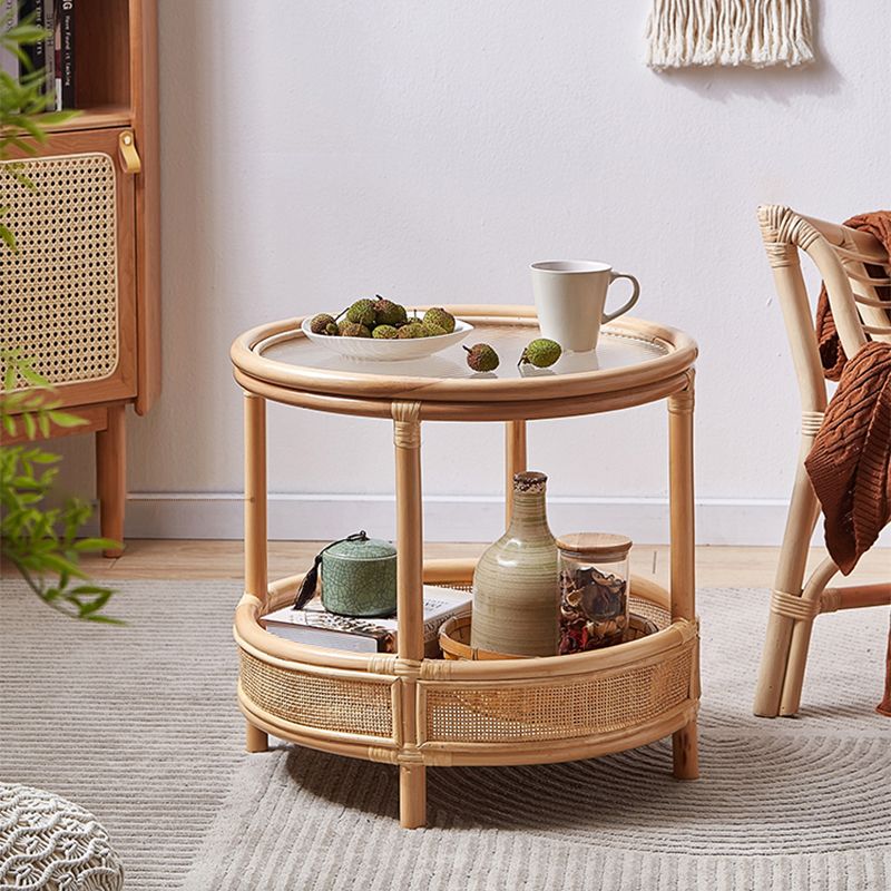 Tropical Cocktail Table Storage Round 4 Legs Coffee Cocktail Table Clearhalo 'Coffee & Accent Tables' 'Coffee Tables' 'coffee_tables' 'furn' 'furn_coffee_tables' 'Furniture' 'Living Room Furniture' 1200x1200_0b69f48c-20ef-46ca-8817-d8d492b2d51b