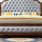 Cama de panel marrón tradicional 57.08 "Cama de roble de alto con cabecera tapizada