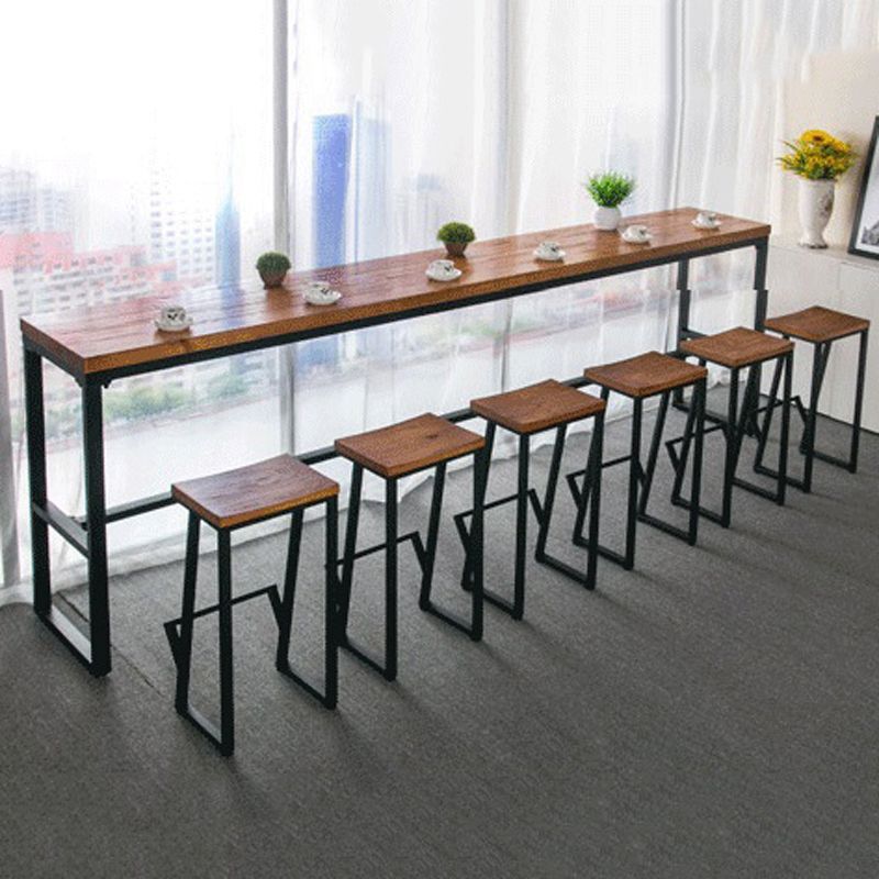 Conjunto moderno de barra de madera maciza, cafetería, juego de mesa y taburete rectangulares de 1/2/7 piezas