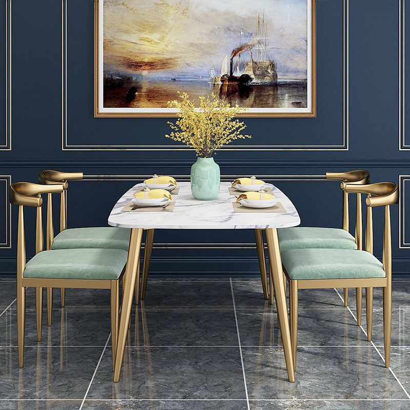 Traditional Luxury Rectangle Dining Table White Faux Marble Top Table for Home Clearhalo 'Dining Tables & Seating' 'Dining Tables' 'dining_table' 'furn' 'furn_dining_table' 'Furniture' 'Kitchen & Dining Furniture' 1200x1200_0b6c276a-e7f2-4ae3-a6f3-256f62b37d87