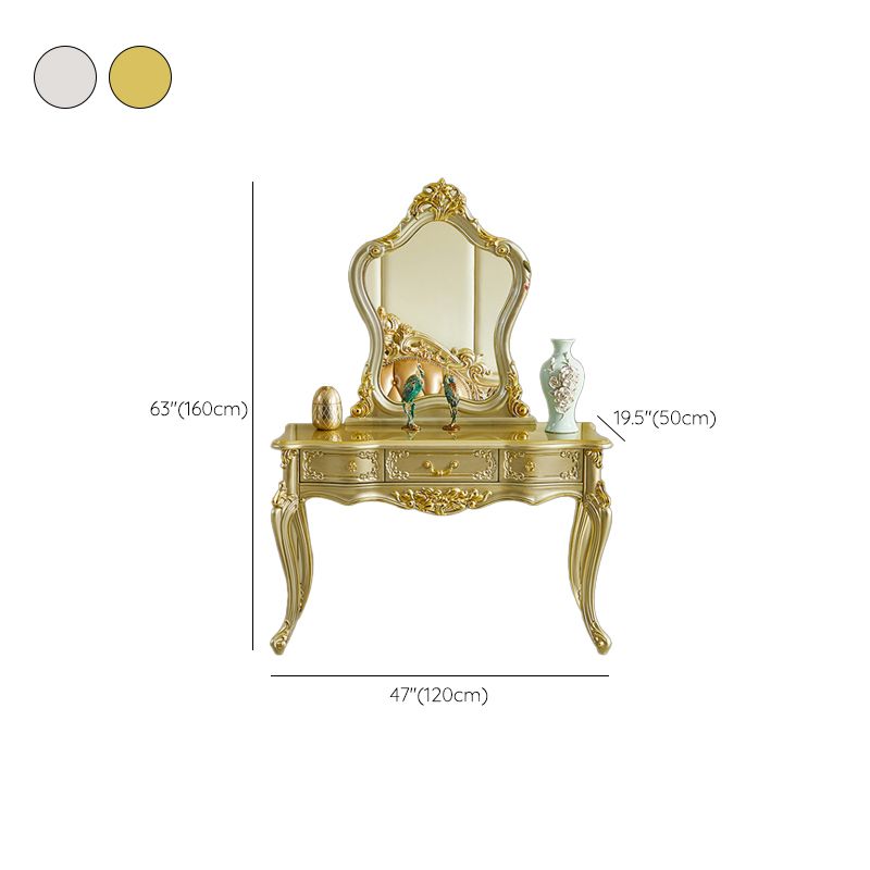 Victorian 19.68 "tavolo da trucco largo in legno massiccio di trucco con cassetti con cassetti