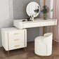 17.71" Wide Pine Dresser with 5 Storage Drawers Cream Vanity Table for Bedroom