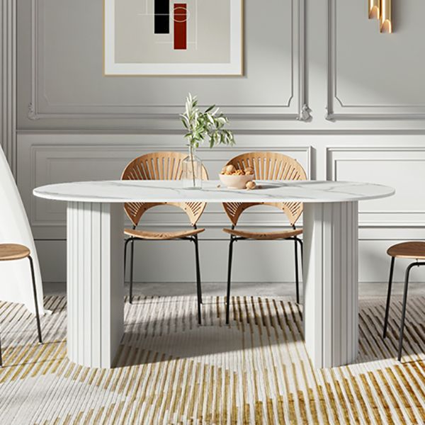 Metal Modern Oval Dining Table White Sintered Stone Table for Dining Room and Kitchen Clearhalo ' dining_table' 'Dining Tables & Seating' 'Dining Tables' 'Furniture' 'furniture_dining_table' 'Kitchen & Dining Furniture' 'kitchen&dining_furn' 'kitchen' 'kitchen_dining_table' 1200x1200_0b7316f3-d85d-46f2-8b68-3c2ed72a654d