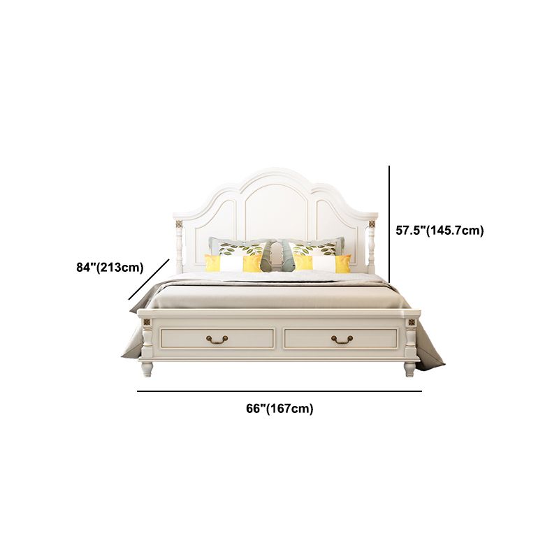 Wood Victorian Bed Frame White Camelback Headboard Panel Bed